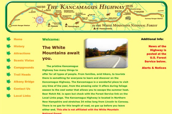 Kancamagus Highway Information Site